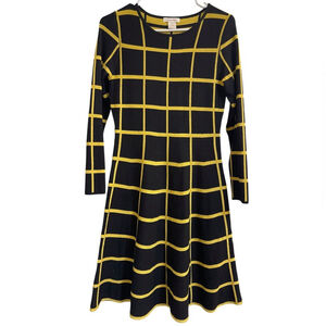 Luxxe Lane Grid Pattern Dress, Color Black & Yellow, Size Women’s Small